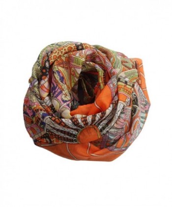 Leegor Fashion Chiffon Printed Orange in Fashion Scarves