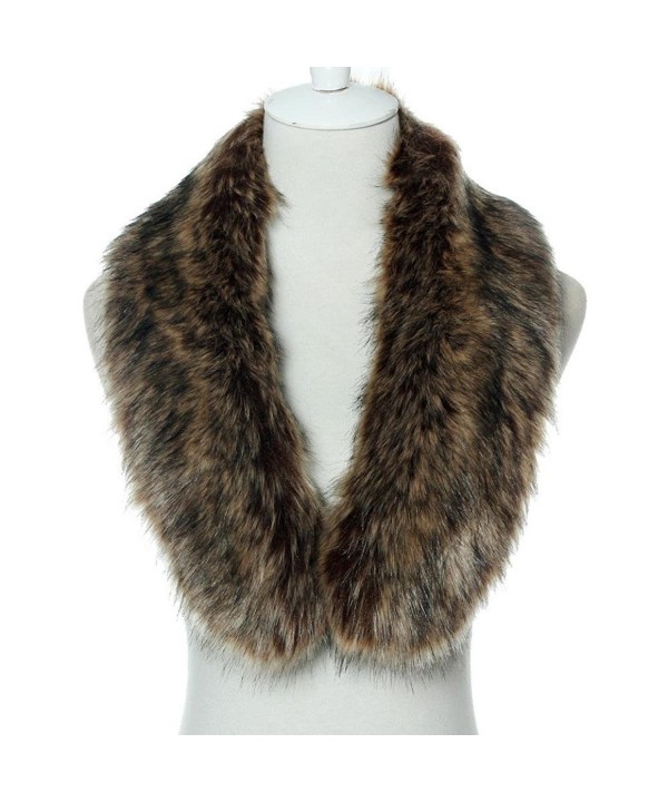 HP95(TM) Womens Warm luxury Faux Fox Fur Fluffy Collar Wrap Scarf Neck Shawl - Brown - CW128DY5227