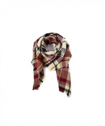 Tartan Blanket Checked Pashmina Claret