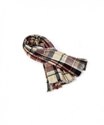 Tartan Blanket Checked Pashmina Claret in Cold Weather Scarves & Wraps