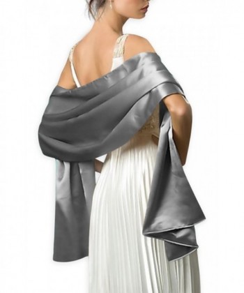 Great Costumes Satin Bridal Evening Shawls Scarves - Silver - CO12N2SGJZR