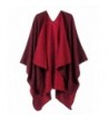 Shawl For Women Open Front Poncho Oversized Blanket Reversible Wrap Shawl Cardigan Cape Ruana Coat - Red-sol - CV186Z6Y3I3