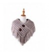 Cable Knit Button Collar Scarf With Fringe - Grey/Pink - CM186IION7C