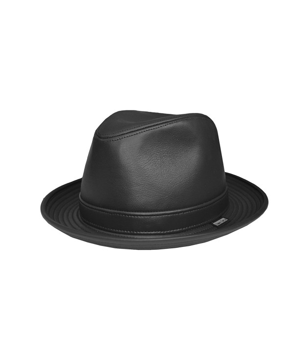 Emstate Cowhide Leather Fedora Made in USA - Black - CS11GL8VE2F