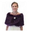 Tion Bridal Women Bridal Fur Wrap One Size- Purple Shawl with Free Brooch - CK11FUWWGLB