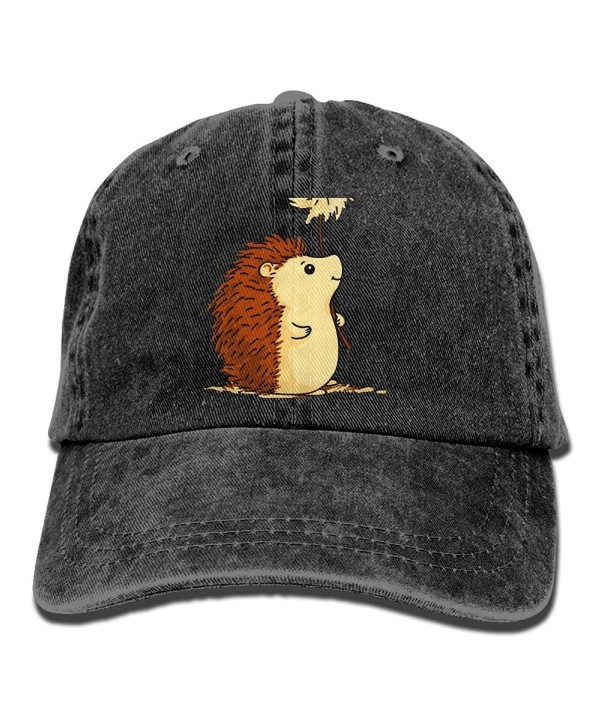 HAA-36 Hedgehog Cartoon Adjustable Adults Custom Jean Cap For Mens Womens Partner Cap - Black - C3188R5GSXG