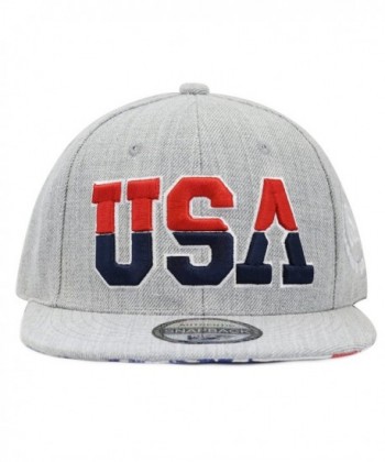 The Hat Depot Unisex Soft Heather Grey 3D USA Embroidered Snapback Cap Hat - Grey - C512E4OD77H