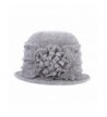 Prefe 1920s Gatsby Womens Flower 100% Wool Warm Beanie Bow Hat Cap Crushable - Grey - CE188L3HEWG