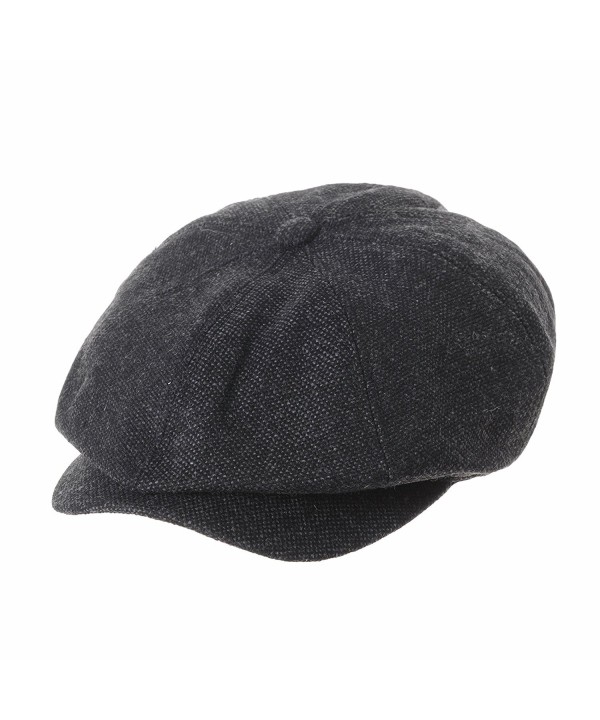 WITHMOONS newsboy Hat Wool Felt Simple Gatsby IVY Cap SL3525 - Black - CW12NRIF8A7