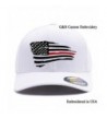 Flexfit Thin Red Line Waving USA Flag. Embroidered. 6477 Wool Blend Cap - White - C31808K9ZYD