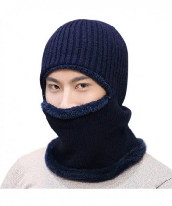 JOYEBUY Warm Knitted Balaclava Beanie Hat Windproof Ski Face Mask Winter Hats - Navy Blue - CN187GSLK8N