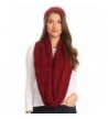 Sakkas Olliey Long Wide Classic Cable Knit Fur Lined Infinity Scarf And Hat Set - Burgandy - CC1836TL2H2