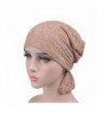 beauty YFJH Print Cotton Chemo Head Scarf Turban Hat Sleep Cap Headwear Ethnic Wrap Ruffle Beanie - Khaki - CP184KRZ8H6