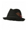 Men's Fedora Open Weave Crown Feather Hat - Black - CB118NUS5SF