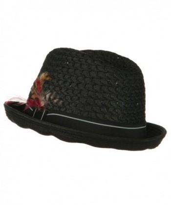 Mens Fedora Weave Crown Feather