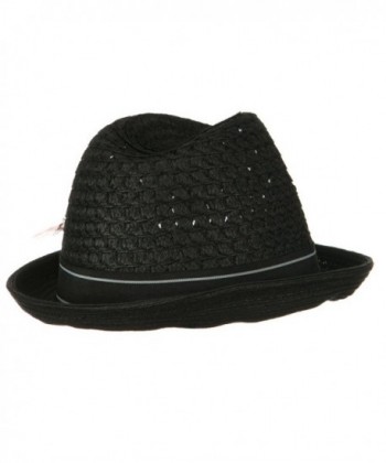 Mens Fedora Weave Crown Feather in Men's Fedoras