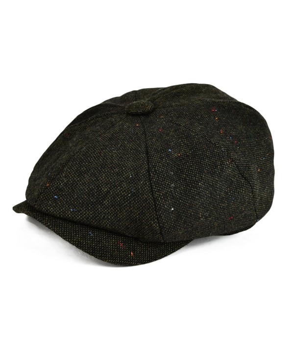 VOBOOM Wool Tweed Newsboy Gatsby Ivy Cap Golf Cabbie Driving Hat - Dark Green - CR183KNKM0G