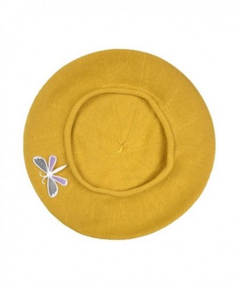 Beret Dragonfly Women 100% Cotton Solid Hat Headcover For Hair Loss Fashion Modesty - Mustard - C817Y0DEUER