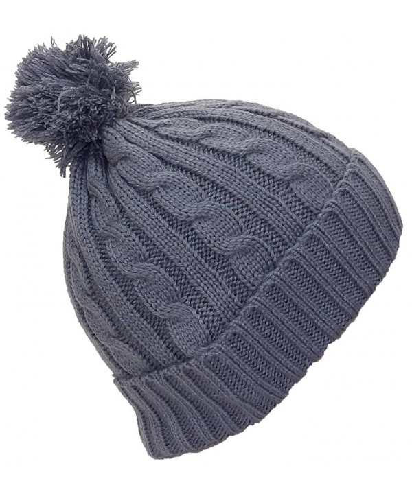 Best Winter Hats Women's Tight Cable Knit Cuffed Cap W/Pom (One Size) - Gray - CK11Q5DBYWL