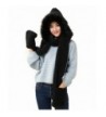 Winter Warm Women Siamese Hoodie Gloves Pocket Earflap Hat Long Scarf Shawl Wraps - Black - CI127M2H1W5
