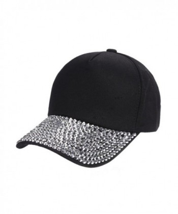 Besde Women Men Cotton Baseball Cap Rhinestone PAW Shaped Snapback Hat - Black - CN184G8Y45S