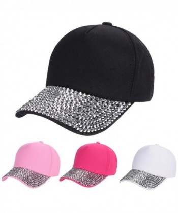 Besde Cotton Baseball Rhinestone Snapback in Women's Skullies & Beanies