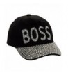 Crystal Case Women's Bling "Boss" Embellished Adjustable Baseball Cap Hat - Black - CK11M5IHOS3