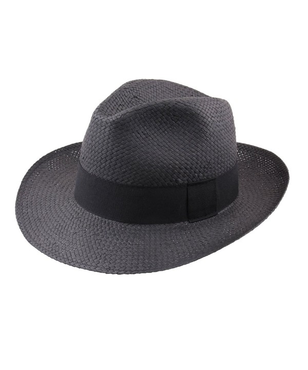 Classic Italy Paille Large Panama Hat - Noir - CE1228JJQNT