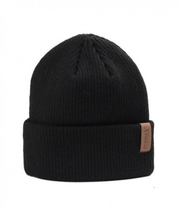 FURTALK Unisex Wool Knit Beanie Hat Cuff Beanie Autumn Winter Skull Caps For Women - Black - CS1856EGAZ7