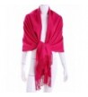 MuNiSa Women's Large Soft Pashmina Cashmere Blend Shawls Wrap Stole Scarf with Tassel - Rose Red - C9187NQ4MZ5