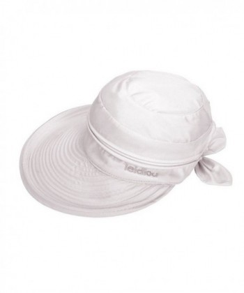 Aisa Womens Bow Sun Hats Large Brim Sun Visor Hat Dual Purpose Summer Beach Hat UV Travel Cap - White - C112J7H2LUP