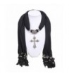 Wishcart Diamond Cross Pendant Scarf Necklace Jewelry Women Scarves - CC12G9UASPR