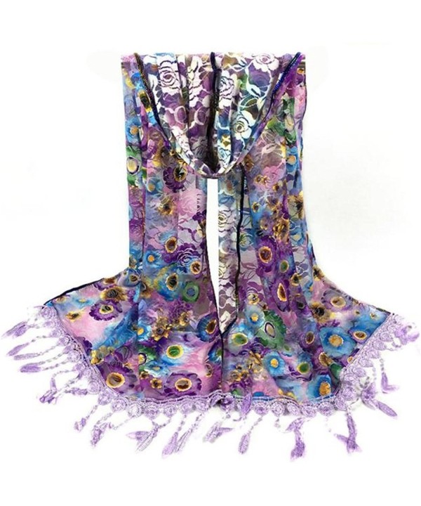 HN Women Scarves Wrap Tassel Shawl Lace Scarf On Clearance - Purple - C912MOGEZXR