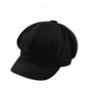 FUNOC Women's Vintage Style Wool Blend Newsboy Beret Hat Snap Brim Cap - Black - C812NSGRAIO