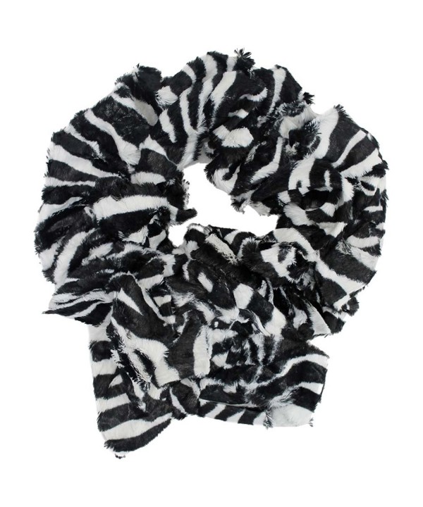 Long Scrunched Plush Scarf - Black & White - C211FEPVZ0H