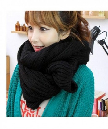 Women Men's Winter Soft Warm Knitting Wool Long Scarf Neck Warmer Wrap-Xmas Gift - Black - CQ127AMCDWJ