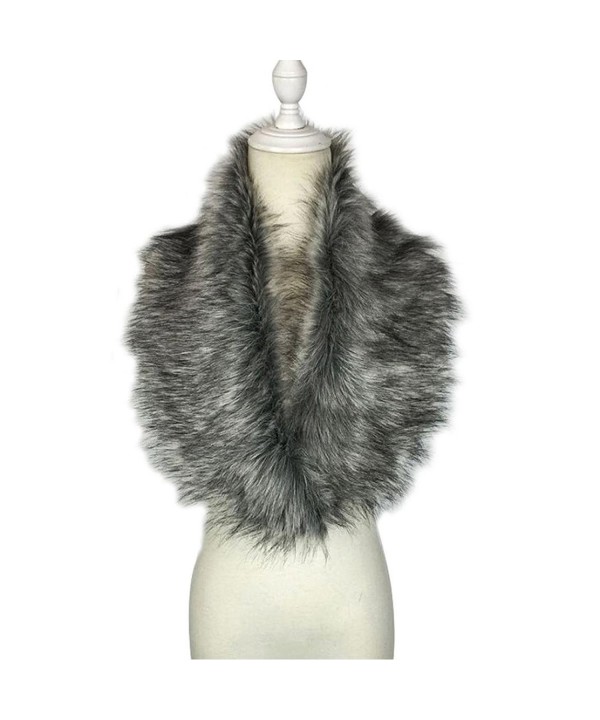 Amiley women scarfs - Womens Faux Fur Collar Scarf Shawl Collar Wrap Stole Scarves - Gray - C112OHVFJ3S