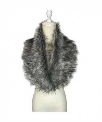 Amiley women scarfs - Womens Faux Fur Collar Scarf Shawl Collar Wrap Stole Scarves - Gray - C112OHVFJ3S