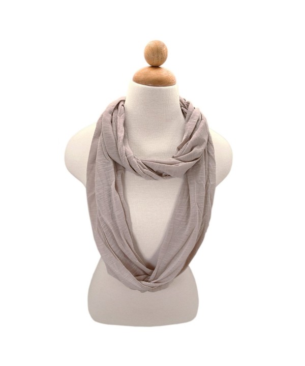 TrendsBlue Elegant Solid Color & Striped Infinity Loop Jersey Scarf -Diff Colors - Mauve Gray - CC11092CP81