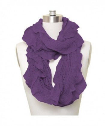 HUE21 Women's Laced Destroyed Eternity Solid Scarf Purple Color - CB110PKEB6B