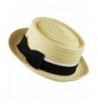 The Hat Depot Unisex Summer Paper Straw Short Brim Porkpie Hat - Natural - C717Z3K7HSM