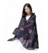 Women Exotic Style Floral Embroidery Silk Scarf Cotton Linen Pashmina Shawl Wrap Scarves - Black - C6184WIQKRT
