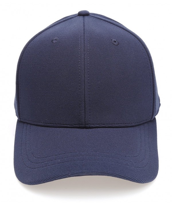 MIRMARU Plain Polyester Twill Baseball Cap Hat With Flex Fit Elastic Band - 1732-navy - CY12O925VJ7