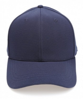 MIRMARU Plain Polyester Twill Baseball Cap Hat With Flex Fit Elastic Band - 1732-navy - CY12O925VJ7