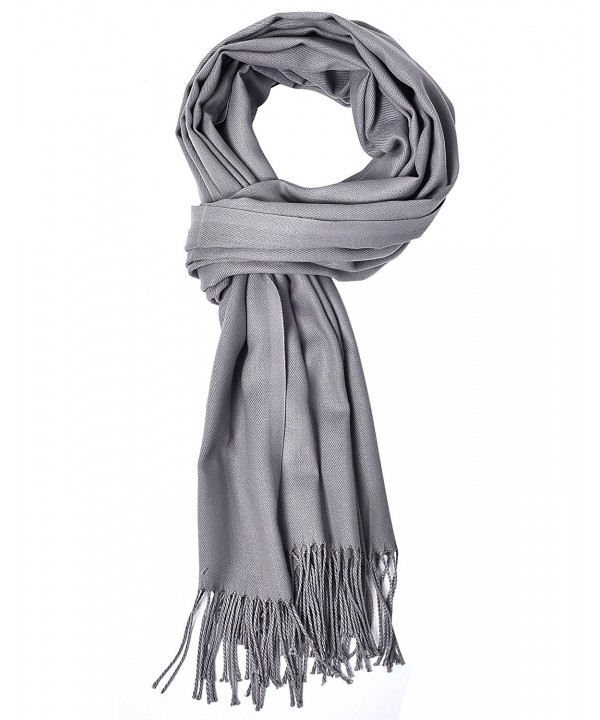 LANGBOHAI Cashmere Feel Scarf Winter Scarf for Women Long Solid Colors Wrap Shawl - Gray - CG187U0Q6Y7