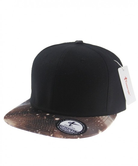 Connectyle Mens Galaxy Brim Snapback Flat Bill Hat Adjustable Hip Hop Trucker Cap - Black White - C312JWZH51H
