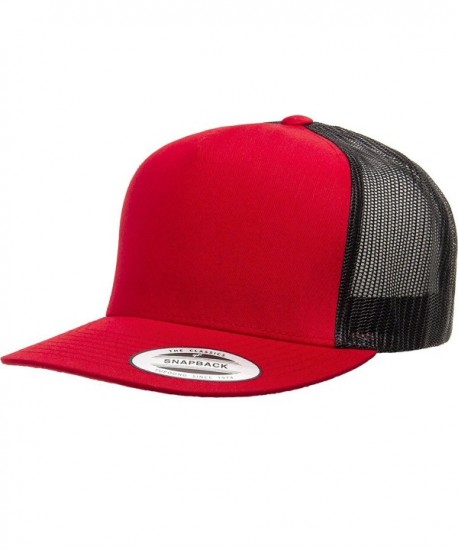 Yupoong Five-Panel Classic Trucker Cap - One Size - Red/Black - CI12D6Q7HD9