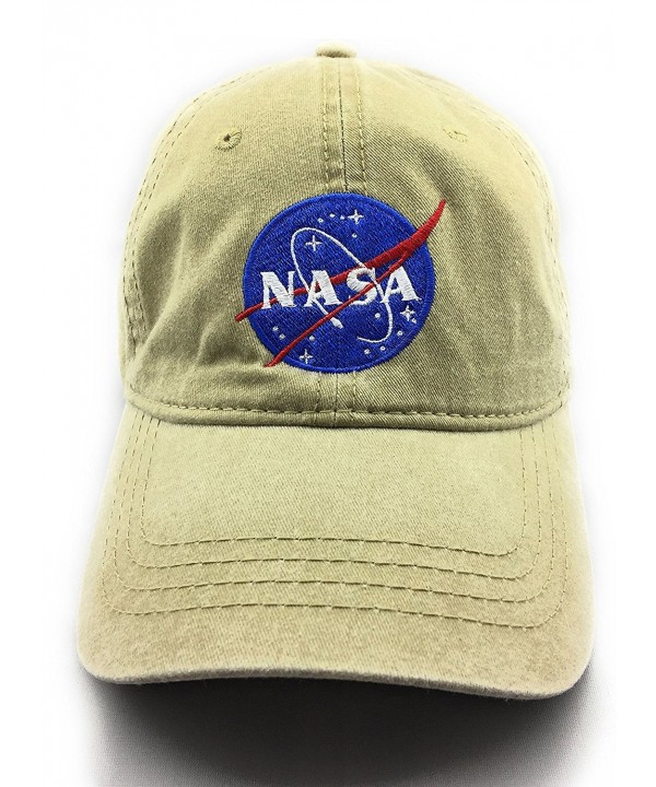 NASA MEATBALL LOGO EMBROIDERED WASHED SPACE DAD CAP - Khaki - CB1856UTITD