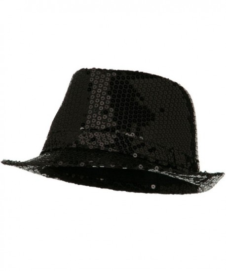Shiny Sequin Fedora Hat - Black W18S51F - C7110J60197