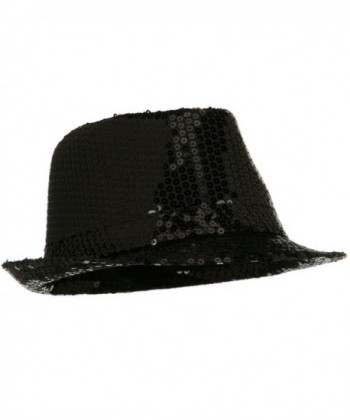 Shiny Sequin Fedora Hat Black